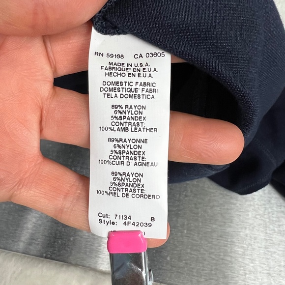 ⏳••NWOT |•FIFTEEN TWENTY•| Navy Blue Drape Leather Patch Cardigan•• - Picture 10 of 14
